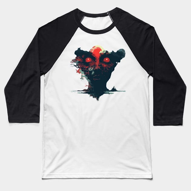 Red Eyes Baseball T-Shirt by PixelPusherArt